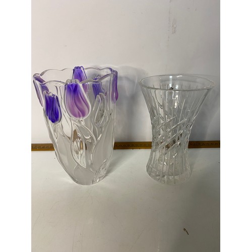 731 - Vintage Bohemian crystal vases and bowls.