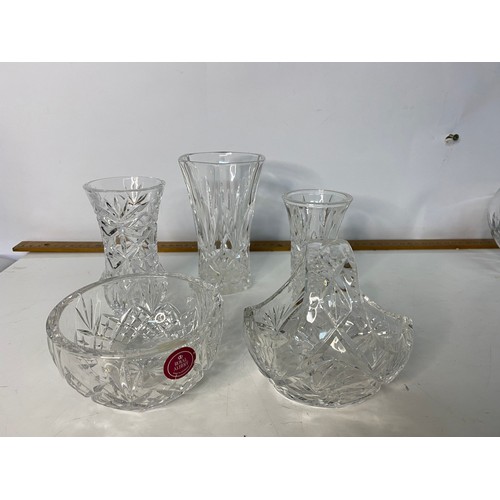 731 - Vintage Bohemian crystal vases and bowls.