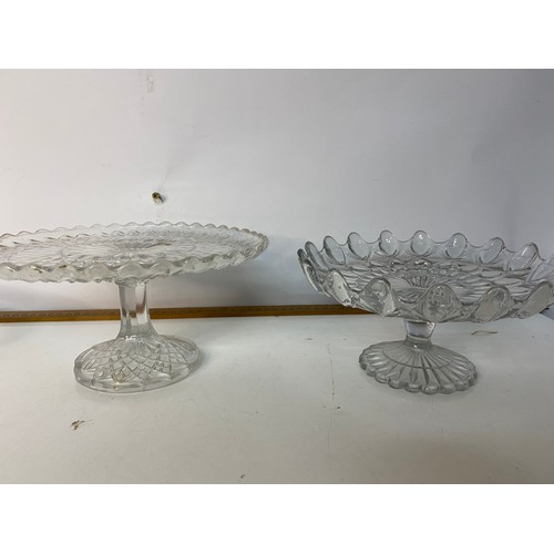 798 - Four Antique Edwardian and Art Deco glass cake stands of different heights.