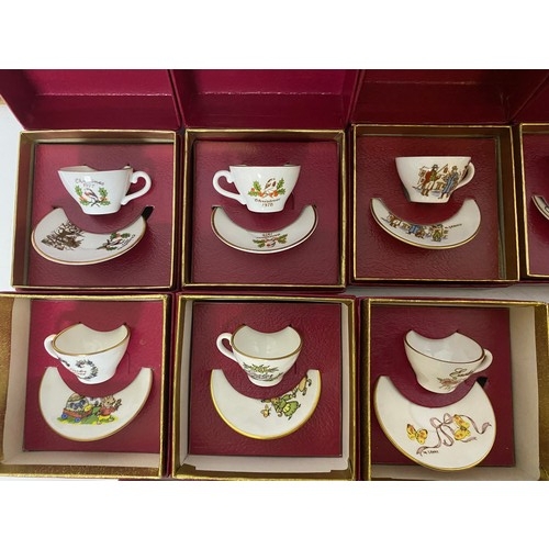 769 - Boxed selection of 12 x Caverswall miniature cups and saucers depicting Christmas and Easter event, ... 