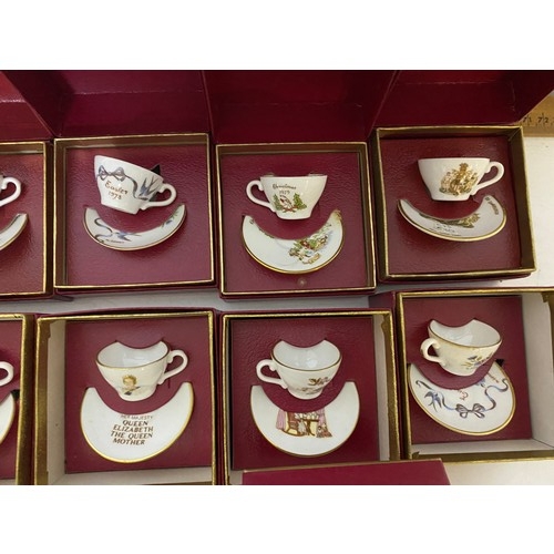 769 - Boxed selection of 12 x Caverswall miniature cups and saucers depicting Christmas and Easter event, ... 