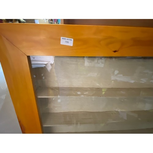 799 - Bespoke very large pine display case lined in natural mulberry 100% silk. Perspex plastic glazing fo... 