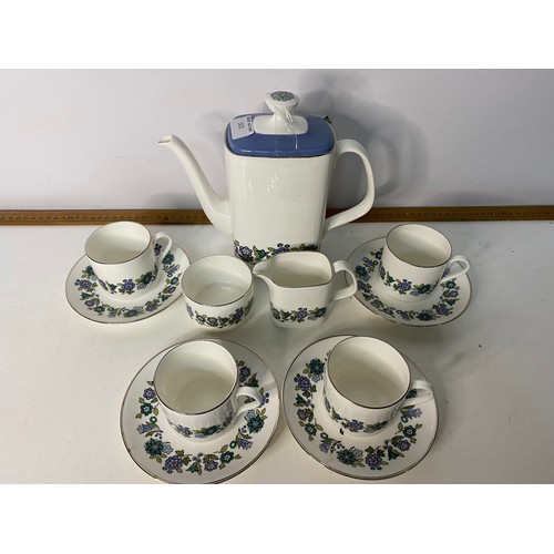 501 - Part Coffee set by Royal Doulton Esprit, Coffee pot, 4 cups and saucers, milk and sugar bowl.