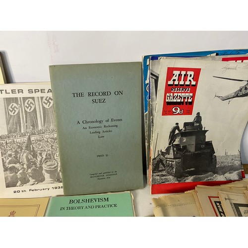 513 - Box of military ephemera including photos, postcards, newspapers, booklets etc