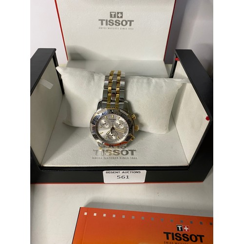 561 - Tissot 1858 chronograph watch in box and with papers.