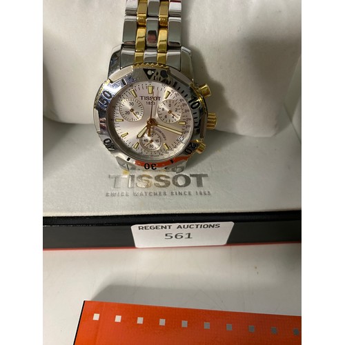 561 - Tissot 1858 chronograph watch in box and with papers.