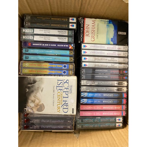 592 - Large collection of talking book cassettes including Colin Dexter, John Grisham, Charles Dickens