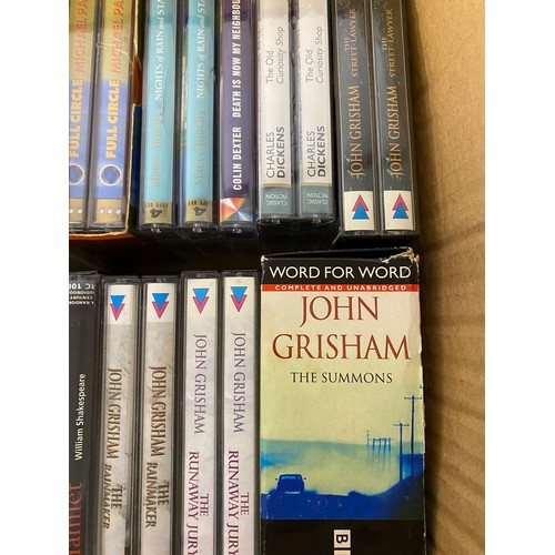 592 - Large collection of talking book cassettes including Colin Dexter, John Grisham, Charles Dickens