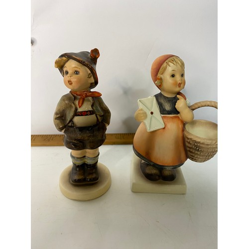 109 - A Victorian Bisque spill holder/planter and 3 x Goebel figures. 24x17cms