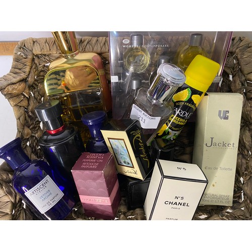 211 - Basket of assorted perfumes and fragrances