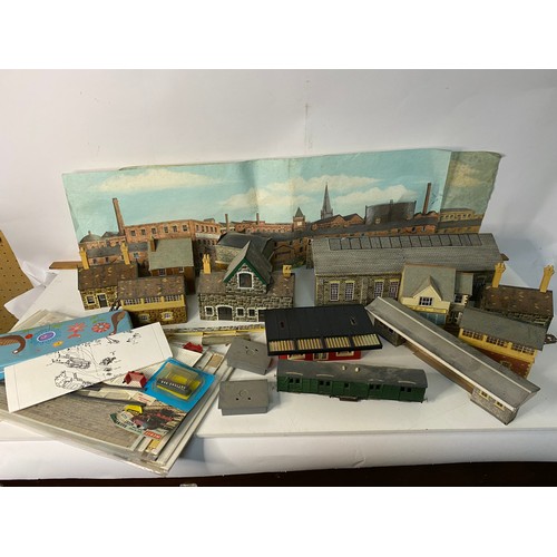 506 - Selection of model train buildings some Hornby