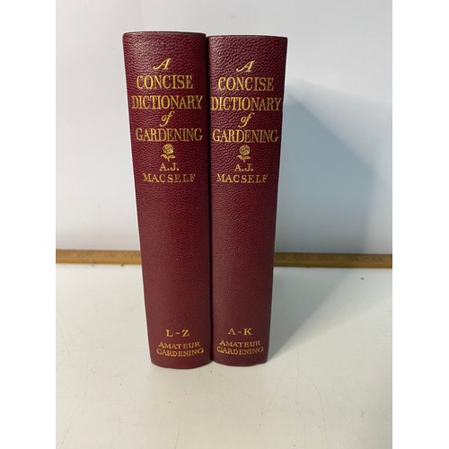 496 - Antique Gardening books set of 2, The Concise Dictionary of Gardening book A-K and Book L-Z with gil... 