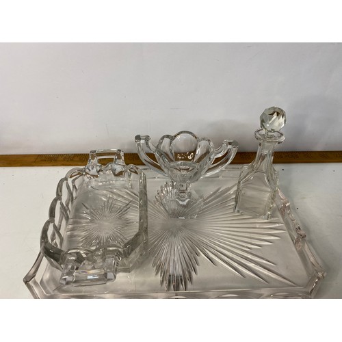 492 - Antique glass Art Deco ladies dressing table set