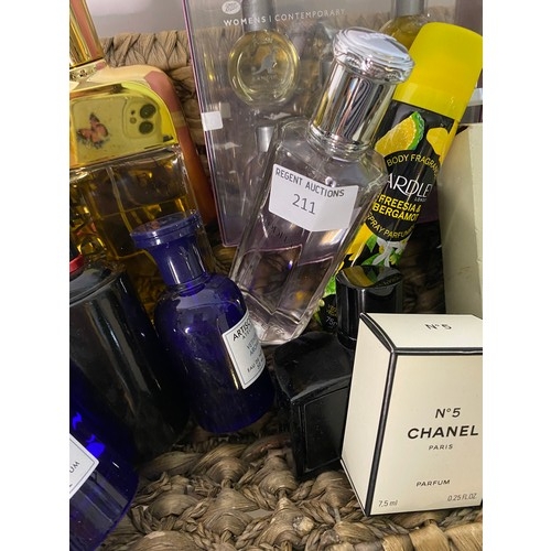 211 - Basket of assorted perfumes and fragrances