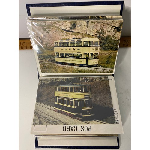 1 - Album of train, tram and bus photo's and postcards.