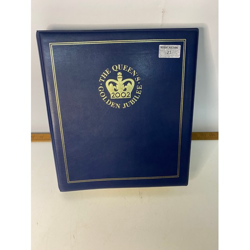 21 - Album of Queen Elizabeth Golden Jubilee coin covers, first day of issue coin covers.