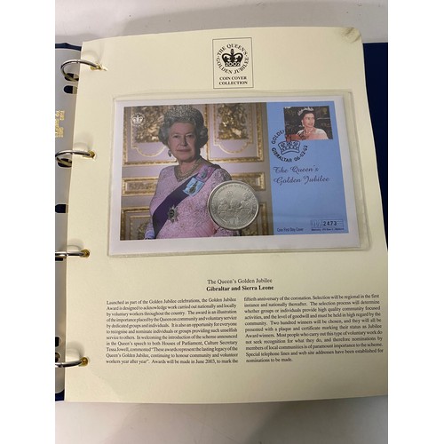 21 - Album of Queen Elizabeth Golden Jubilee coin covers, first day of issue coin covers.