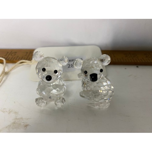 28 - Pair of Swarovski crystal Bears. 4cms