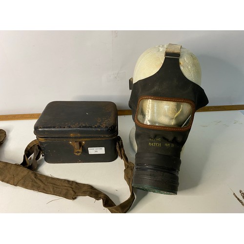 36 - WW2 Gas Mask in original metal tin.