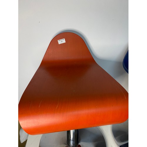 66 - Retro blue and orange chairs, 64cms to top of back.