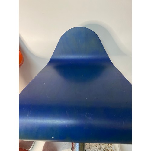 66 - Retro blue and orange chairs, 64cms to top of back.