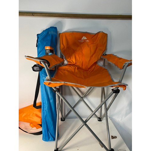 19 - Pair of orange and blue fold away chairs in carry cases