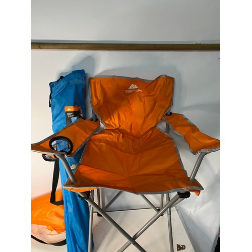 19 - Pair of orange and blue fold away chairs in carry cases