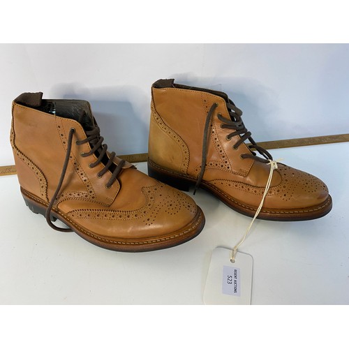 523 - John White leather boots in brogue design size 9