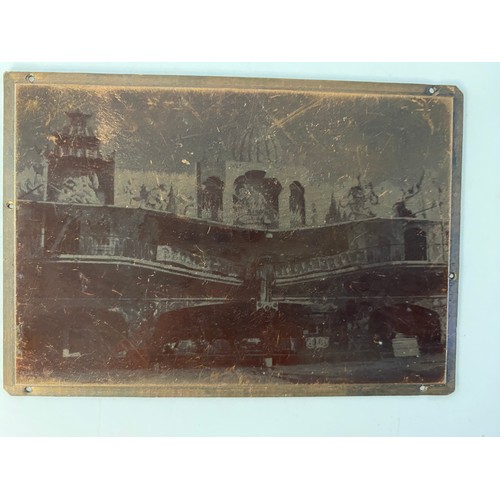 576 - Collection of antique copper printing plates, copper negatives with circus fairground theme.