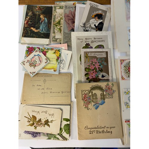 579 - Collection of vintage greetings postcards and cards