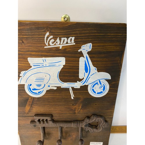 583 - Vespa Mod wall plaque coat hanger, measuring 37 cm by 27 cm.