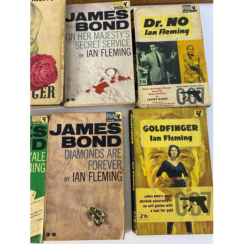 604 - Collection of vintage James Bond novels including 1959 1st Edition Goldfinger.