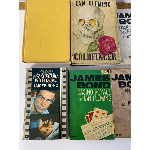 604 - Collection of vintage James Bond novels including 1959 1st Edition Goldfinger.