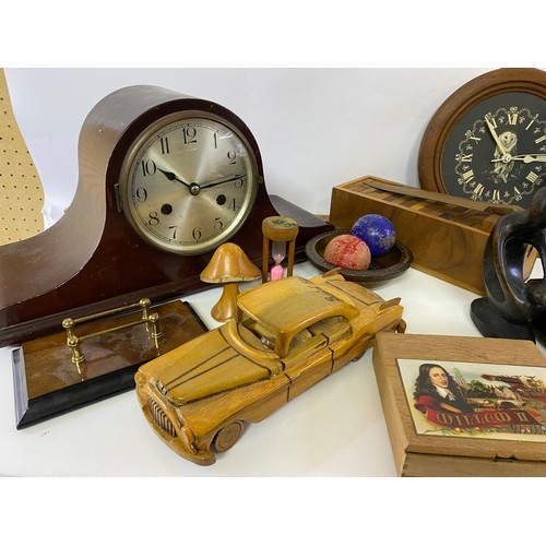 613 - Assortment of woodenware including boxes, clock, novelties and others.