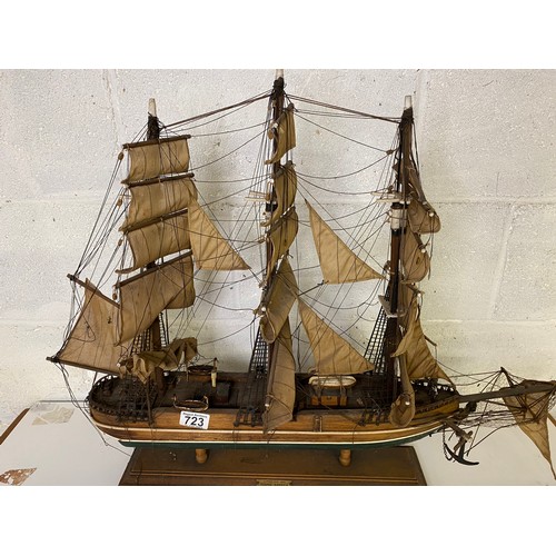 723 - A 3 mast clipper ship model 1853 'young America' standing 58 cms tall