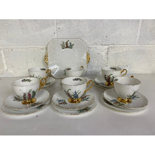 728 - Shelley teaset comprising 6 trios and a cake plate