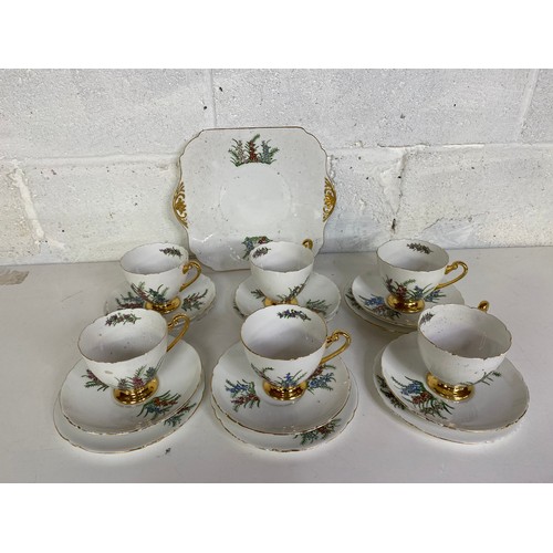 728 - Shelley teaset comprising 6 trios and a cake plate