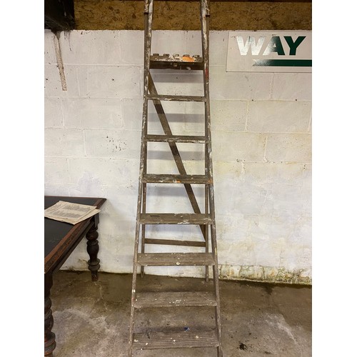 738 - A 7 step vintage wooden decorators ladder