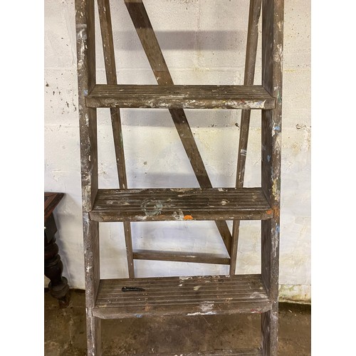 738 - A 7 step vintage wooden decorators ladder