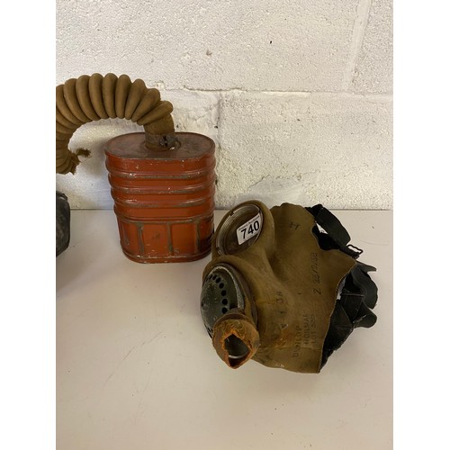 740 - Collection of 3 x World War 2 gas masks