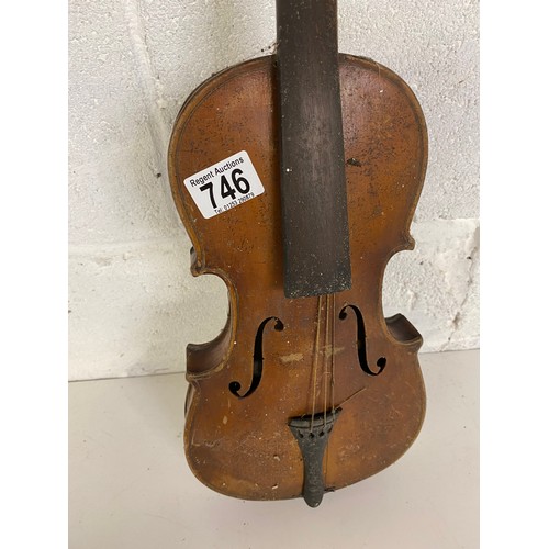 746 - Vintage violin, unknown make