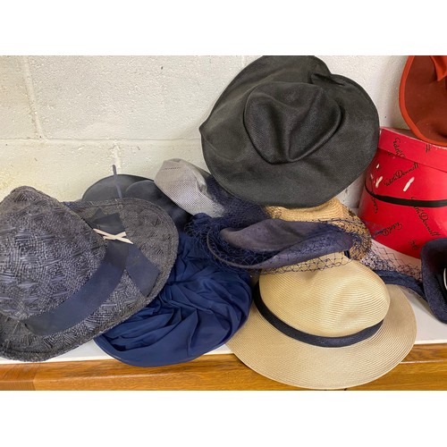 748 - Large collection of vintage hats in hat box.