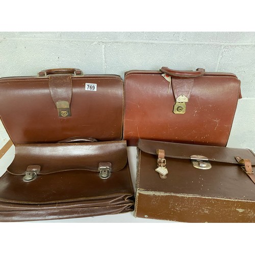 769 - Selection of 4 x vintage briefcases