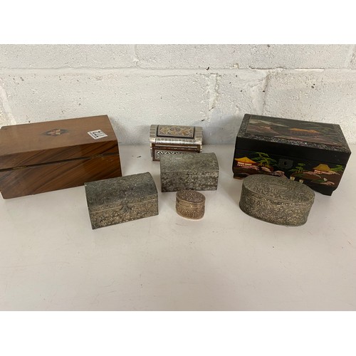 772 - Collection of metal and wooden jewellery boxes