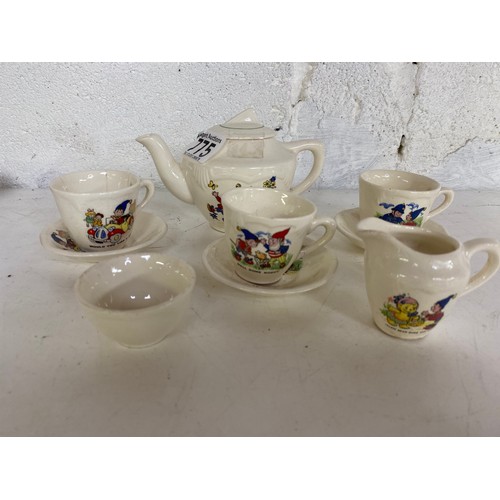 775 - Vintage Noddy and Big Ears childs teaset comprising teapot, milk and sugar bowl, 3 cups and saucers,... 