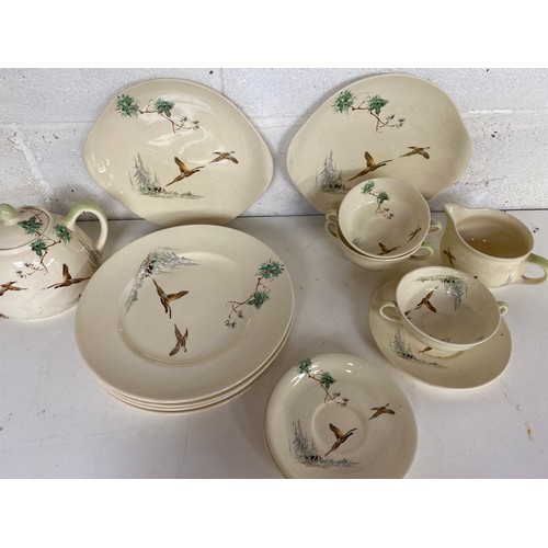 776 - Collection of Royal Doulton 'The Coppice' D5803 including teapot, milk and sugar bowl, 2 x soup bowl... 