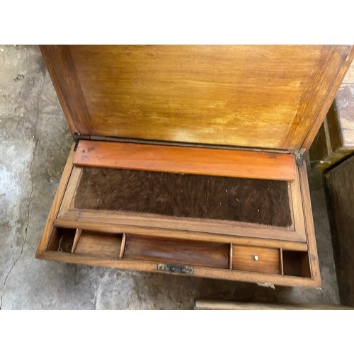 767 - Collection of vintage wooden boxes including printing press, writing slopes etc in need of tlc