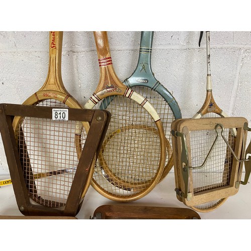 810 - Selection of vintage tennis rackets