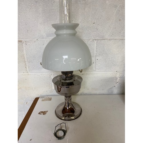 855 - Aladdin 23 oil lamp with shade and funnel measuring 60 cms tall