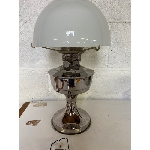 855 - Aladdin 23 oil lamp with shade and funnel measuring 60 cms tall